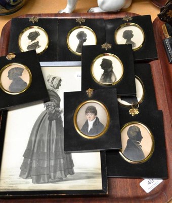 Lot 49 - A 19th century portrait miniature of Mr William Heygate dated 1853; seven silhouettes of the...