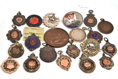 Lot 61 - Assorted medals, tokens and badges, some silver