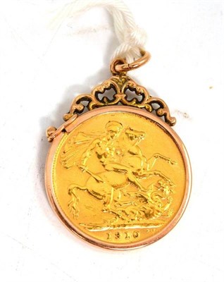 Lot 65 - A 1910 full sovereign, loose mounted as a pendant