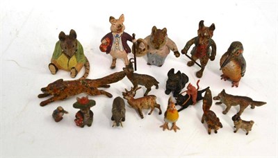 Lot 76 - A group of Austrian cold painted bronze miniature animals, including Beatrix Potter