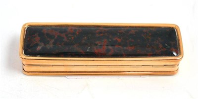 Lot 91 - A 19th century yellow metal and bloodstone mounted box