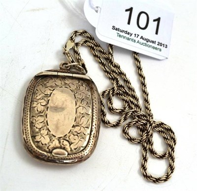 Lot 101 - A silver locket on rope twist chain