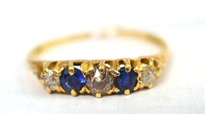 Lot 104 - Diamond and sapphire five stone ring, stamped 18ct