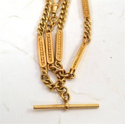 Lot 119 - A 9ct gold fancy link T bar necklace with detachable bracelet