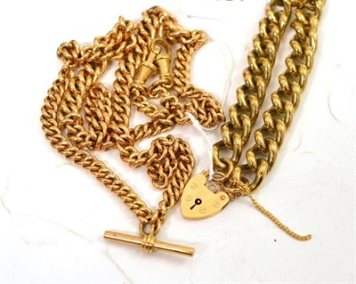 Lot 120 - A 9ct gold Albert chain and a curb and lock bracelet