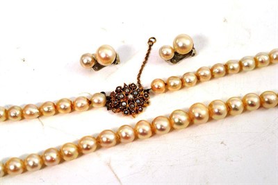 Lot 125 - A strand of cultured pearls with a star clasp and a pair of clip-on earrings