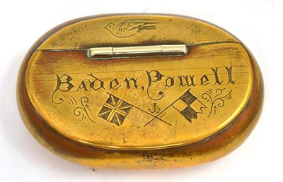 Lot 129 - Baden Powell brass snuff box