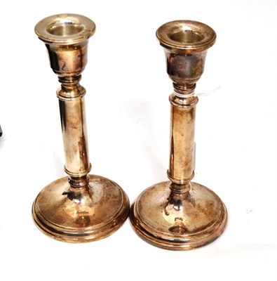 Lot 138 - Pair of modern silver candlesticks