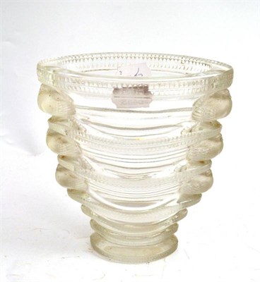 Lot 152 - A Lalique ";Saint-Marc"; clear and frosted glass vase, No.10-934, moulded with birds, engraved...