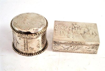 Lot 159 - Continental silver rectangular box with Chester import marks and a Continental white metal...