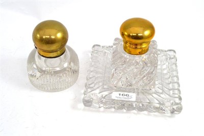 Lot 166 - Glass inkwell and stand and another