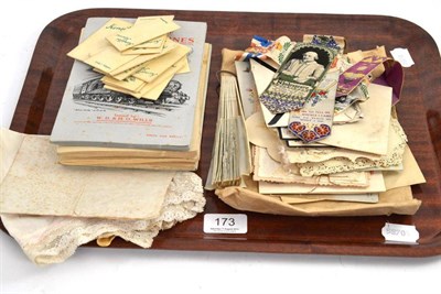 Lot 173 - Mixed ephemera including silk bookmarks and cigarette cards, cigarette card albums, greeting cards