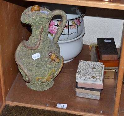 Lot 194 - Portuguese ewer and cover, two chamber pots, a collection of compacts and gramophone needles etc