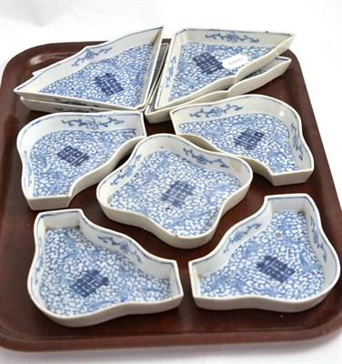 Lot 216 - A Chinese blue and white hors d'oeuvres set