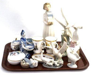 Lot 219 - A tray of Lladro and Nao figures and other decorative ceramics