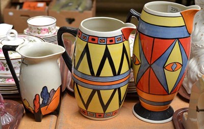 Lot 229 - Three Lorna Bailey jugs - 'Egyptian', 'Chetwynd' and 'Grecian'