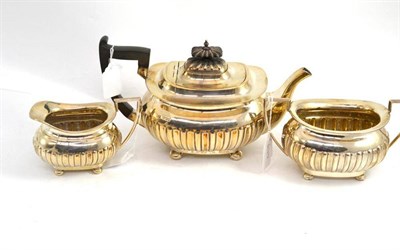 Lot 255 - A silver Walker & Hall three piece tea set