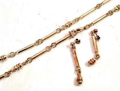 Lot 268 - A silver bar link necklace with matching earrings