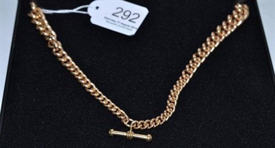 Lot 292 - A graduated curb chain with T bar (every link stamped 375)