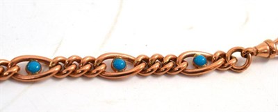 Lot 320 - A 9ct rose gold bracelet inset with turquoise