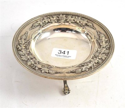 Lot 341 - Silver footed dish, cast with vines and grapes