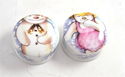 Lot 347 - Very rare pair of Royal Doulton Snowman trinket boxes