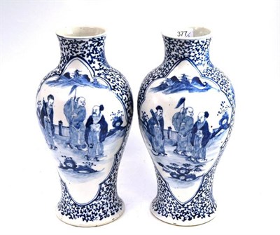 Lot 377 - Pair Chinese blue and white vases, Kangxi reign marks