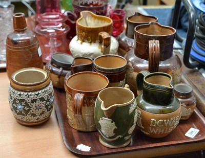 Lot 388 - Tray of assorted Doulton stoneware jugs and beakers