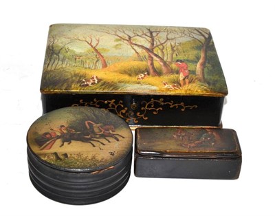 Lot 439 - Three Russian papier mache boxes