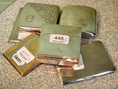 Lot 448 - Five silver cigarette cases and a silver cigarette box