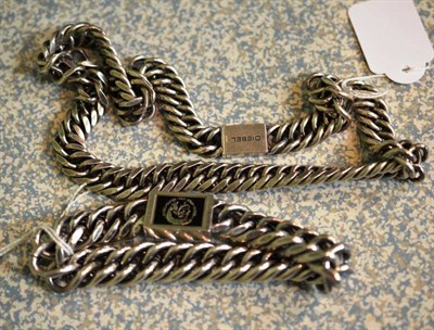 Lot 450 - A silver Diesel bracelet and a silver Diesel necklace