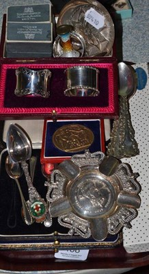 Lot 458 - A quantity of silver including teaspoons, coffee spoons, napkin rings, dishes and an Edward VII...