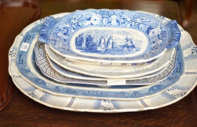 Lot 469 - Six assorted blue and white meat plates/tureens of assorted sizes