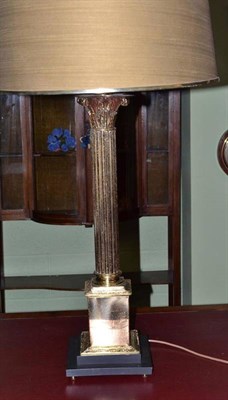 Lot 473 - A brass table lamp and shade