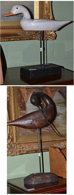 Lot 474 - A treen snipe and a treen white painted duck