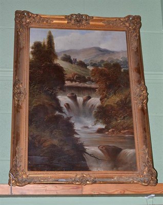 Lot 503 - F.Rutter, gilt framed oil on canvas, ";Fall on the Conway"