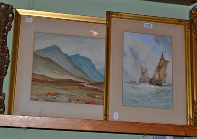 Lot 511 - W Stuart, watercolour seascape, together with an early 20th century watercolour landscape by E...