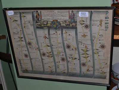 Lot 522 - John Ogleby framed colour map 'The Roads From London'