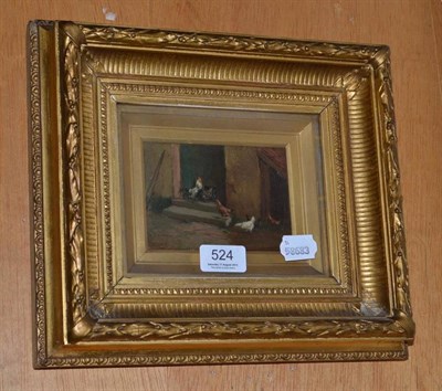 Lot 524 - Oil on board, cockerel and hens, signed W G Stevenson