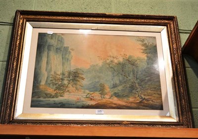 Lot 525 - An 18th century watercolour, gorge with figures, signed R A Riddell 1797?