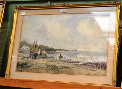 Lot 530 - James Hughes Clayton, gilt framed watercolour seascape