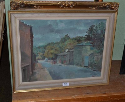 Lot 535 - A Joseph Pighills oil on board of Stubbins, Howorth; 'In the Hay Yard' by W H Slingsby; and oil...