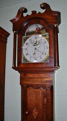 Lot 557 - A 19th century thirty hour oak and mahogany long case clock with painted dial signed Richd Snow...