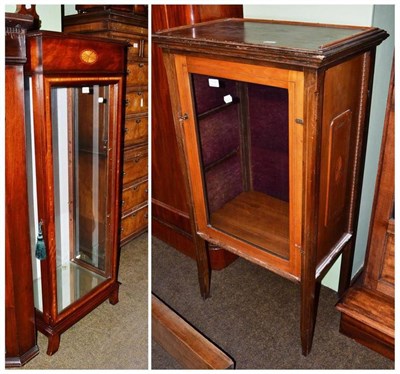 Lot 576 - Edwardian inlaid mahogany glazed display cabinet and another