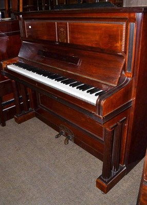 Lot 584 - An Art Nouveau mahogany iron framed upright piano by Rud Ibach Sohn