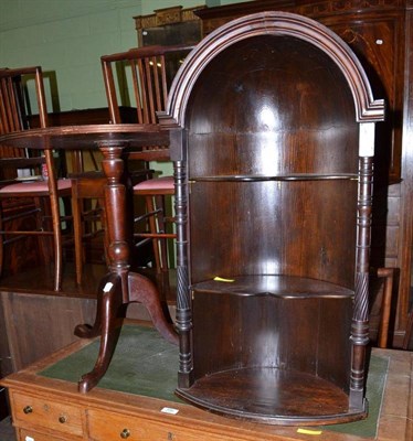 Lot 587 - A mahogany tripod table and a mahogany corner cupboard with turned spindle supports