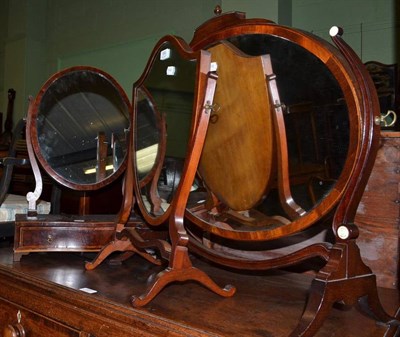 Lot 590 - Three 19th century mahogany toilet mirrors