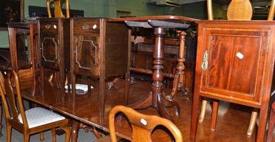 Lot 594 - Edwardian mahogany nest of tables, pair of pot cupboards, mahogany tripod table and an...