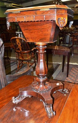 Lot 605 - Victorian rosewood work table