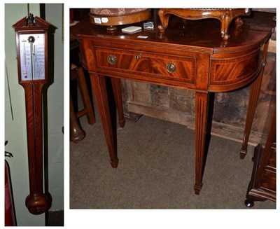 Lot 609 - Mahogany barometer and a reproduction mahogany side table